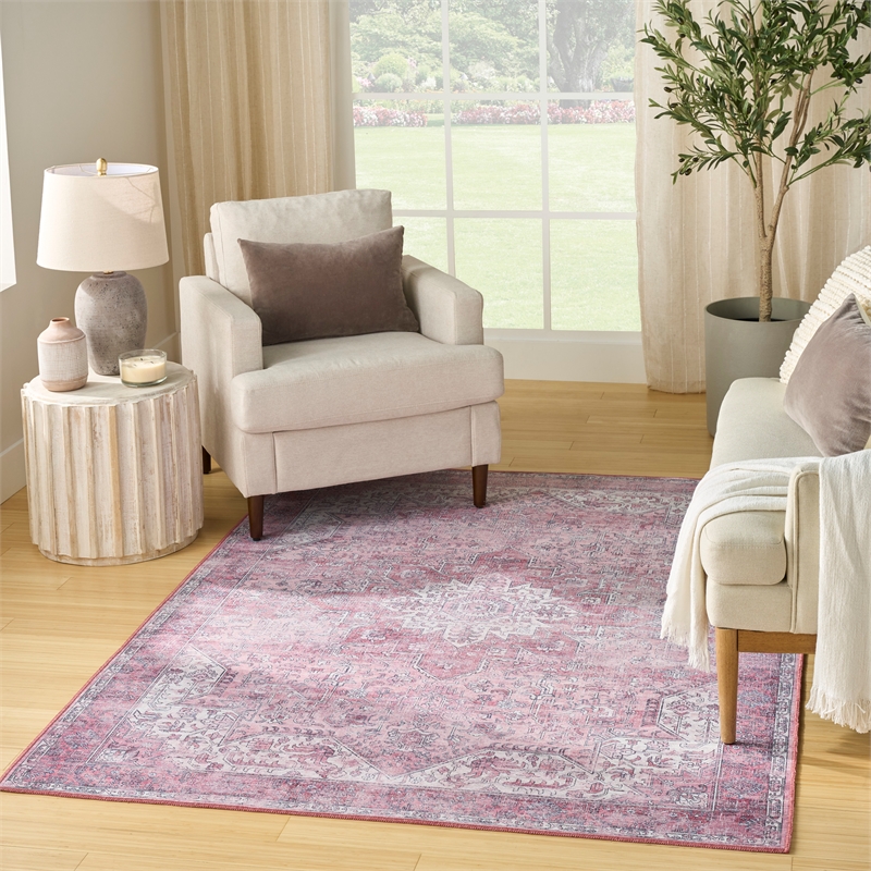 Nourison Home Nourison Washables 6' x 9' Polyester Pink Area Rug