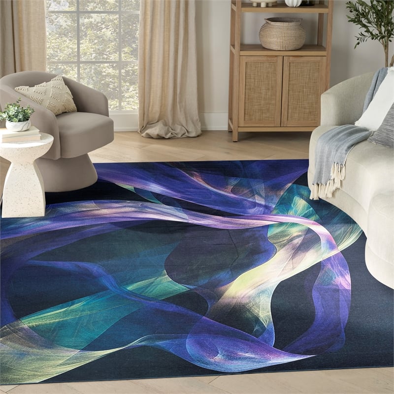 Nourison Home Nourison Washables 8' x 10' Polyester Blue Multicolor Area Rug