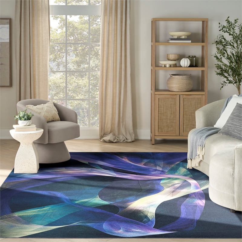 Nourison Home Nourison Washables 8' x 10' Polyester Blue Multicolor Area Rug