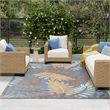 Nourison Home Aloha 8' x 11' Fabric Blue Rose Area Rug