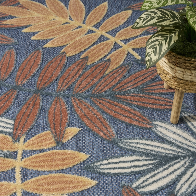 Nourison Home Aloha 8' x 11' Fabric Blue Rose Area Rug
