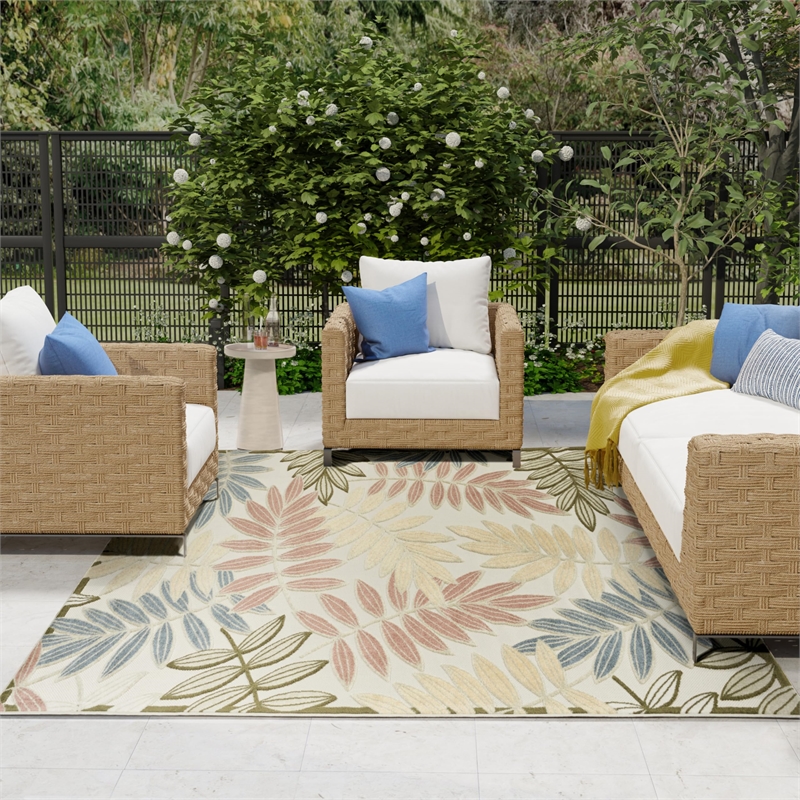 Nourison Home Aloha 8' x 11' Fabric Ivory Rose Area Rug