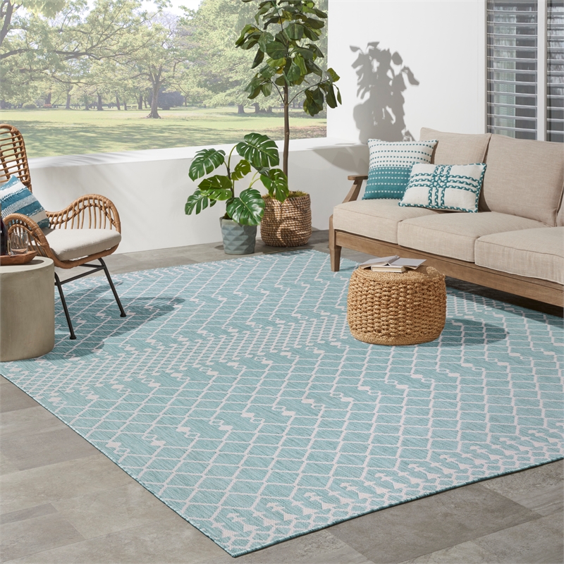 Nourison Home Positano 10' x 14' Fabric Aqua Area Rug