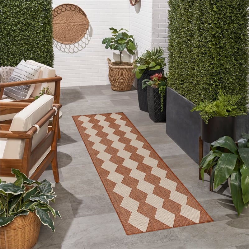 Nourison Home Positano 10' Runner Fabric Terracotta Area Rug
