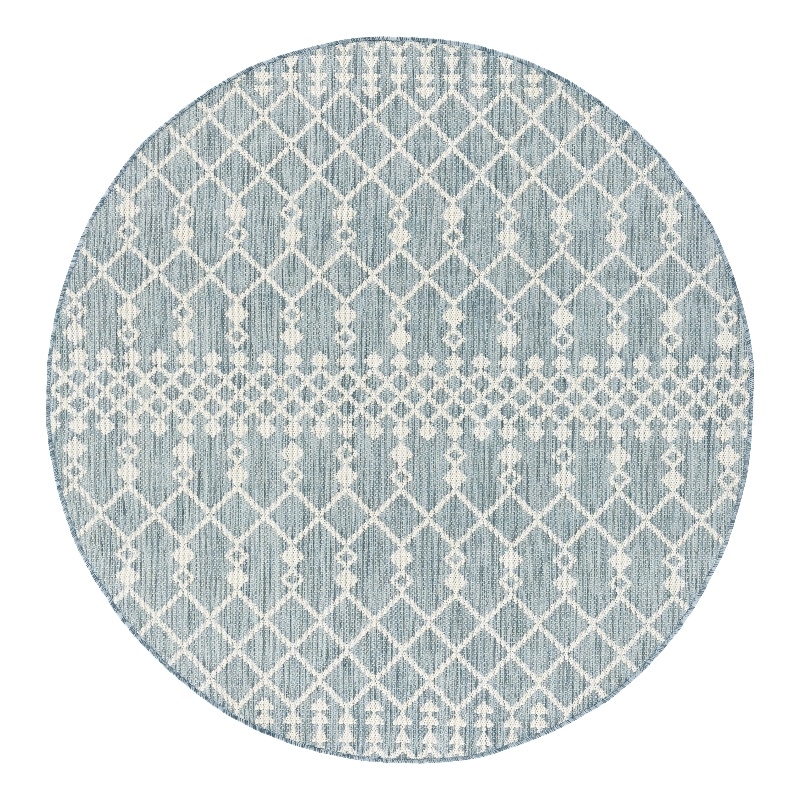 Nourison Home Positano 6' x Round Fabric Aqua Area Rug