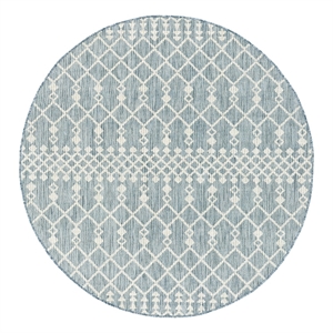 Nourison Home Positano 6' x Round Fabric Aqua Area Rug