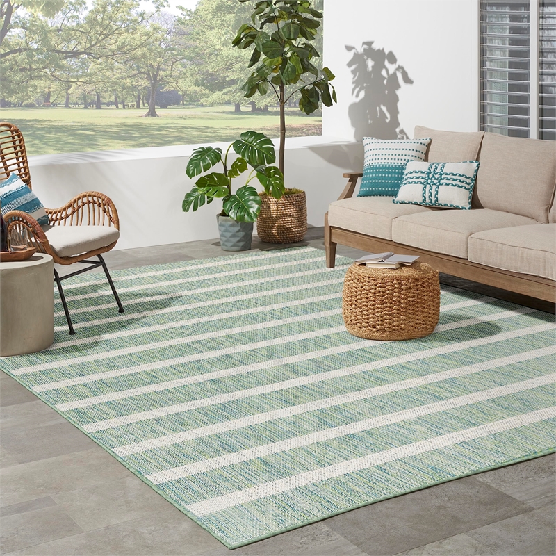 Nourison Home Positano 10' x 14' Fabric Blue Green Ivory Area Rug