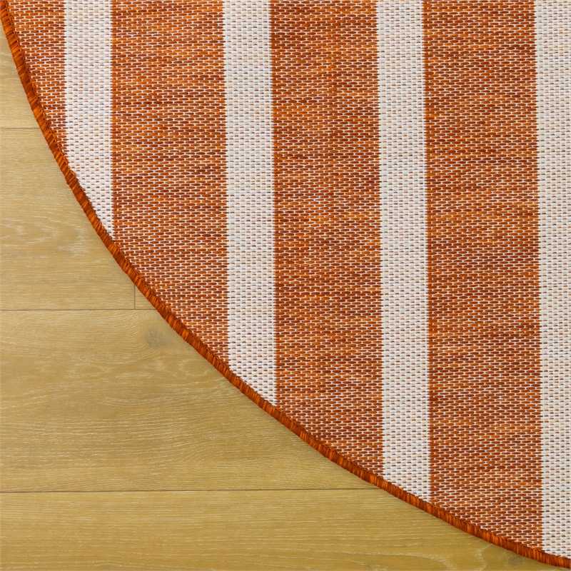 Nourison Home Positano 8' x Round Fabric Terracotta Ivory Area Rug