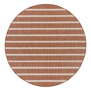 Nourison Home Positano 8' x Round Fabric Terracotta Ivory Area Rug