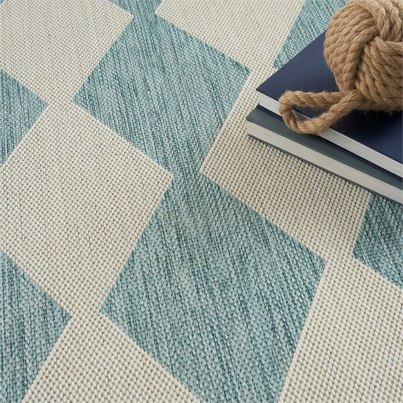 Nourison Home Positano 9' x 12' Fabric Aqua Area Rug