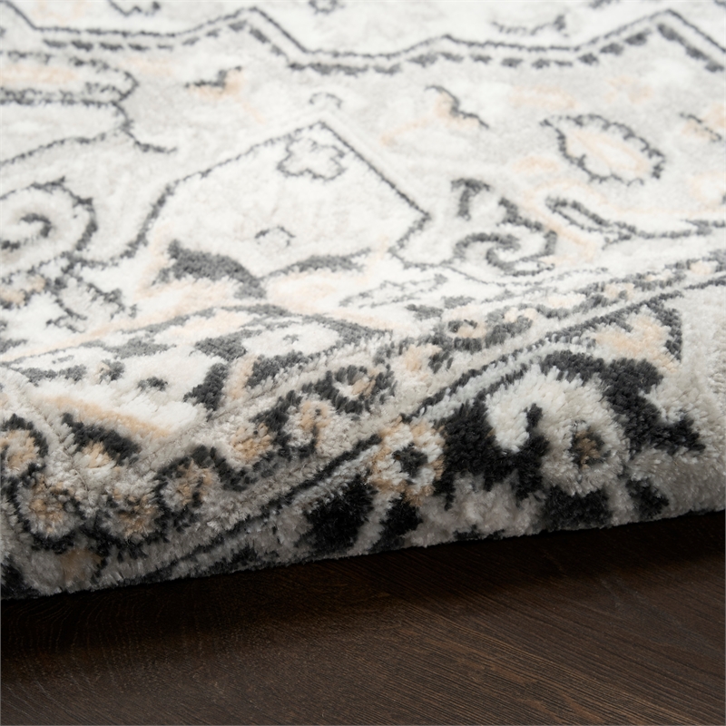 Nourison Home Dekor 4' x 6' Polyester Ivory Charcoal Area Rug