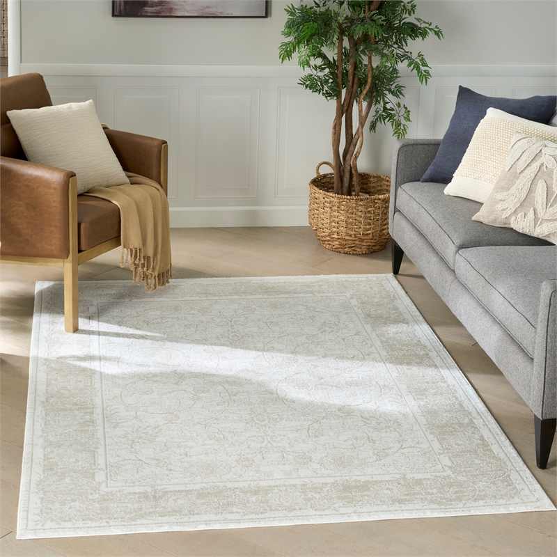 Nourison Home Dekor 4' x 6' Polyester Ivory Taupe Area Rug
