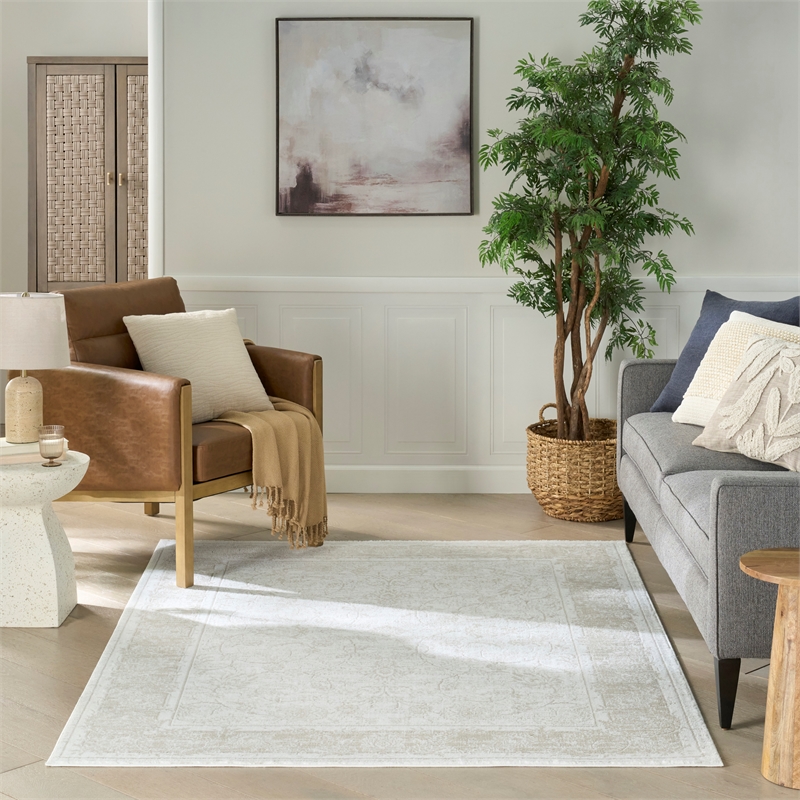 Nourison Home Dekor 4' x 6' Polyester Ivory Taupe Area Rug