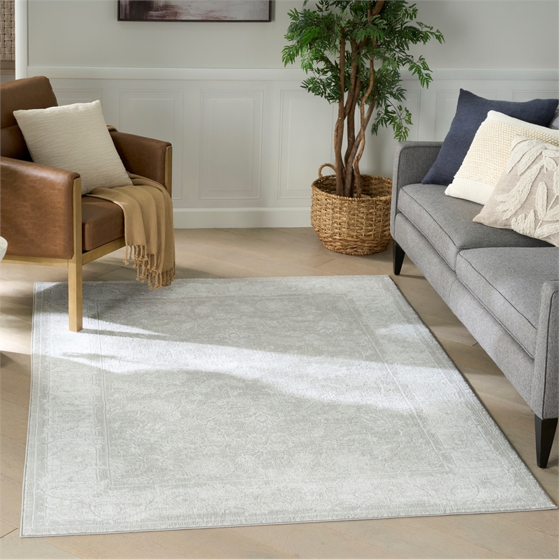 Nourison Home Dekor 4' x 6' Polyester Light Grey Area Rug