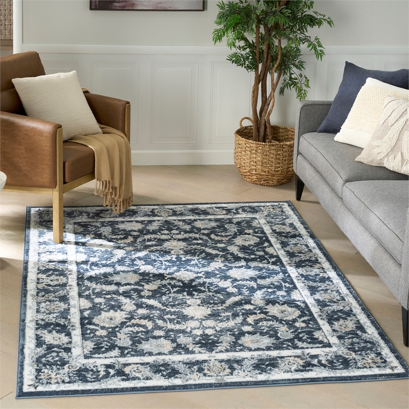 Nourison Home Dekor 4' x 6' Polyester Slate Ivory Area Rug