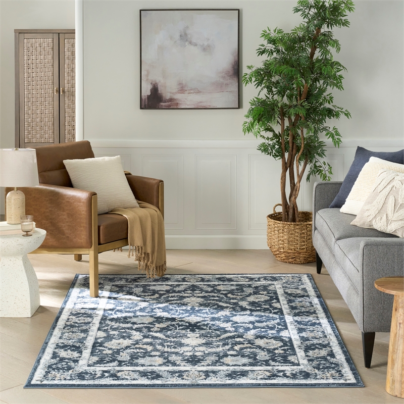 Nourison Home Dekor 4' x 6' Polyester Slate Ivory Area Rug