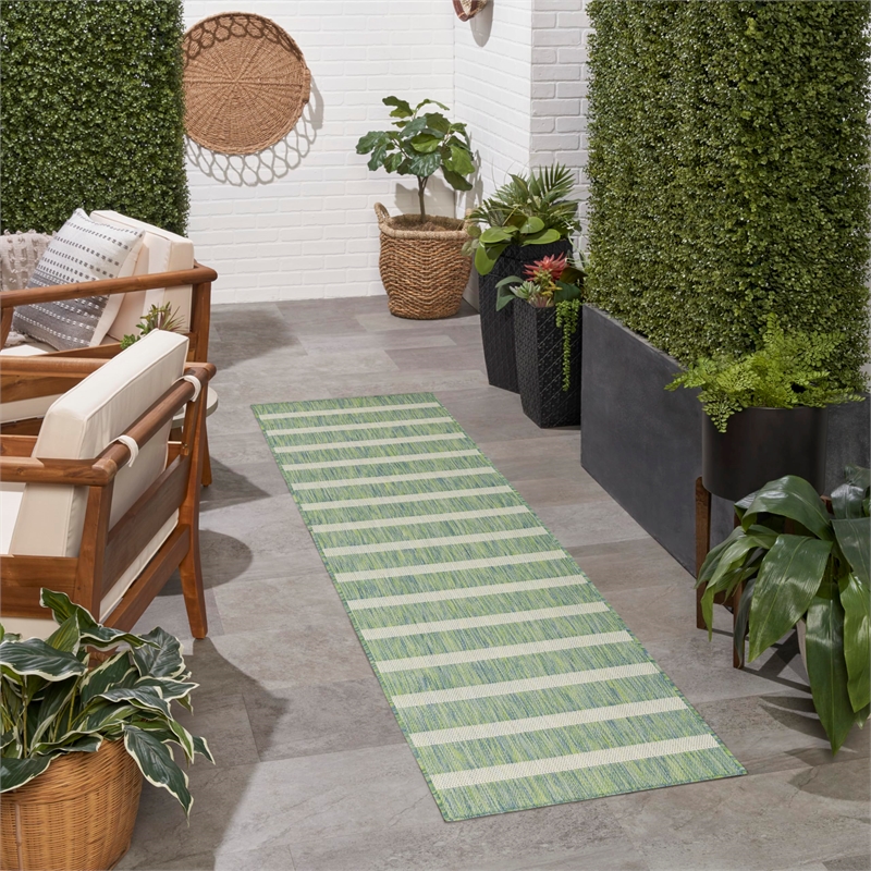 Nourison Home Positano 12' Runner Fabric Blue Green Ivory Area Rug