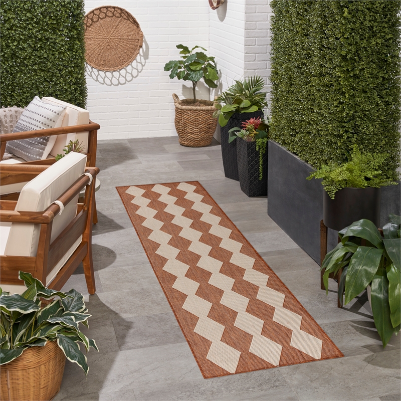 Nourison Home Positano 12' Runner Fabric Terracotta Area Rug