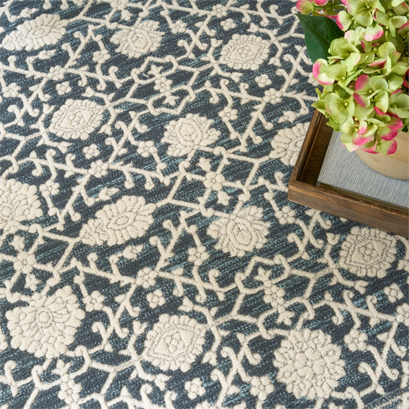 Nourison Home Grace 5' x 7' Polyester Blue Area Rug