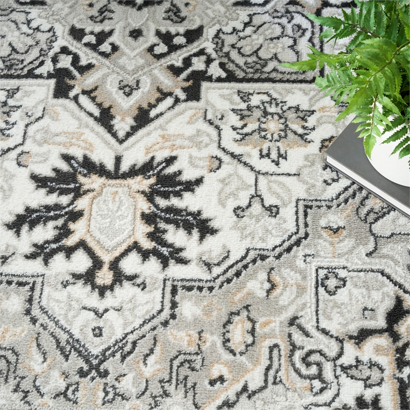 Nourison Home Dekor 5' x 7' PolyesterIvory Charcoal Area Rug