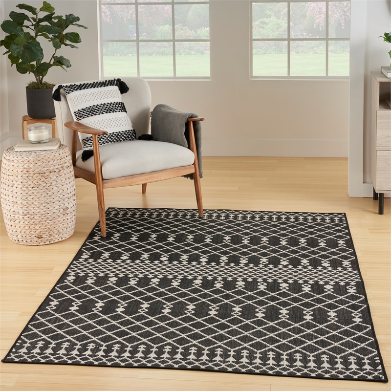 Nourison Positano 4' x 6' Fabric Black Area Rug
