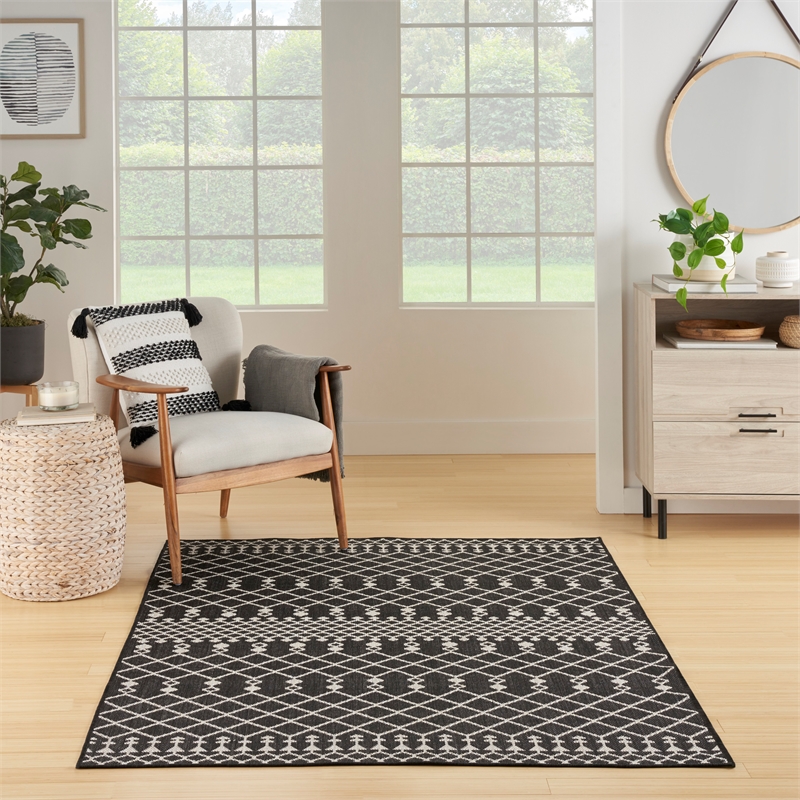 Nourison Positano 4' x 6' Fabric Black Area Rug