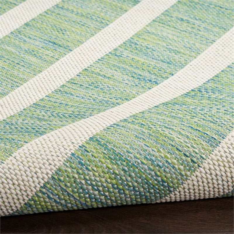 Nourison Positano 4' x 6' Fabric Blue Green Ivory Modern Rug