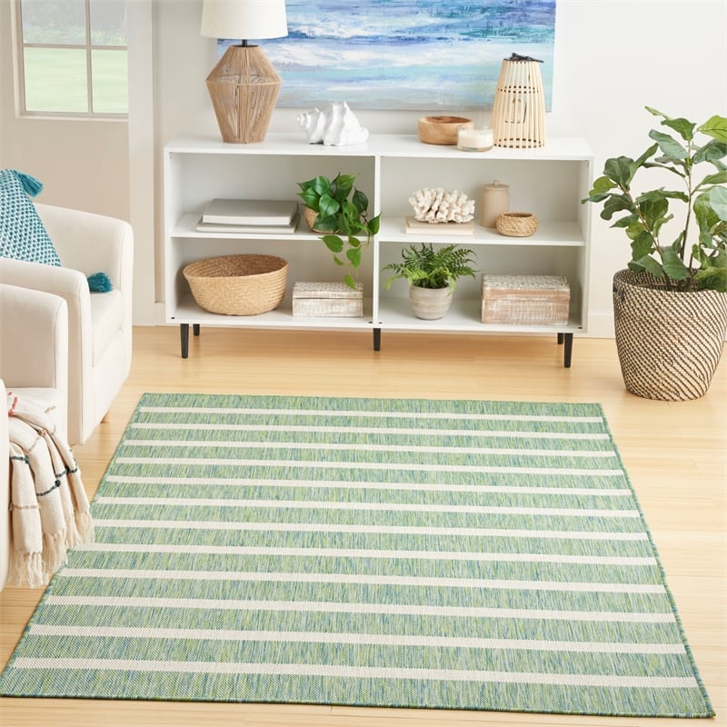 Nourison Positano 4' x 6' Fabric Blue Green Ivory Modern Rug