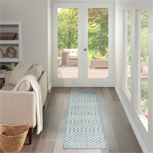 Nourison Home Positano 10' Runner Fabric Aqua Area Rug