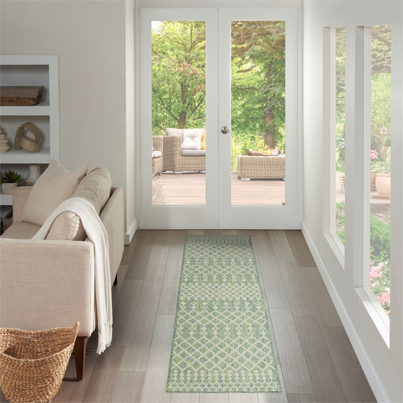 Nourison Home Positano 6' Runner Fabric Blue Green Area Rug