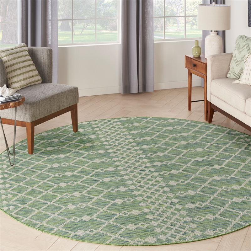 Nourison Home Positano 6' x Round Fabric Blue Green Area Rug