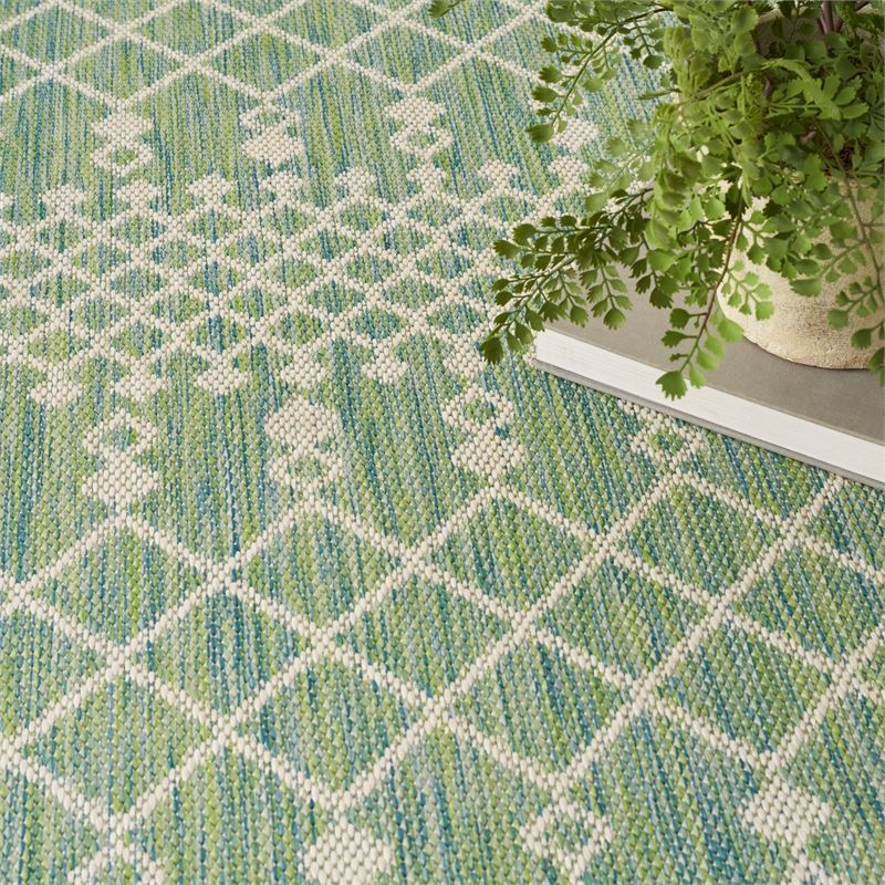 Nourison Home Positano 6' x Round Fabric Blue Green Area Rug
