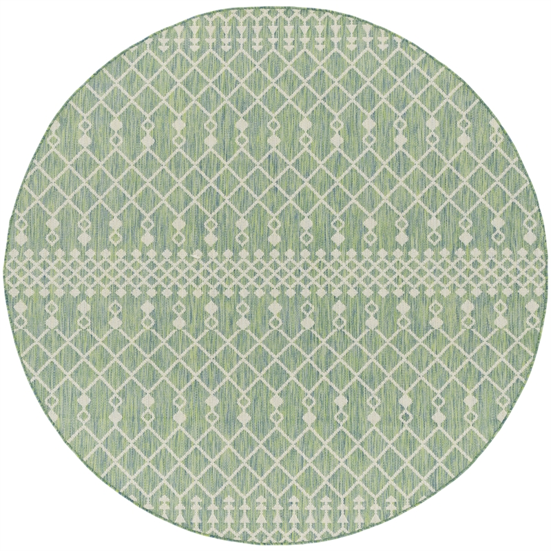 Nourison Home Positano 6' x Round Fabric Blue Green Area Rug
