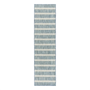Nourison Home Positano 10' Runner Fabric Aqua Ivory Area Rug