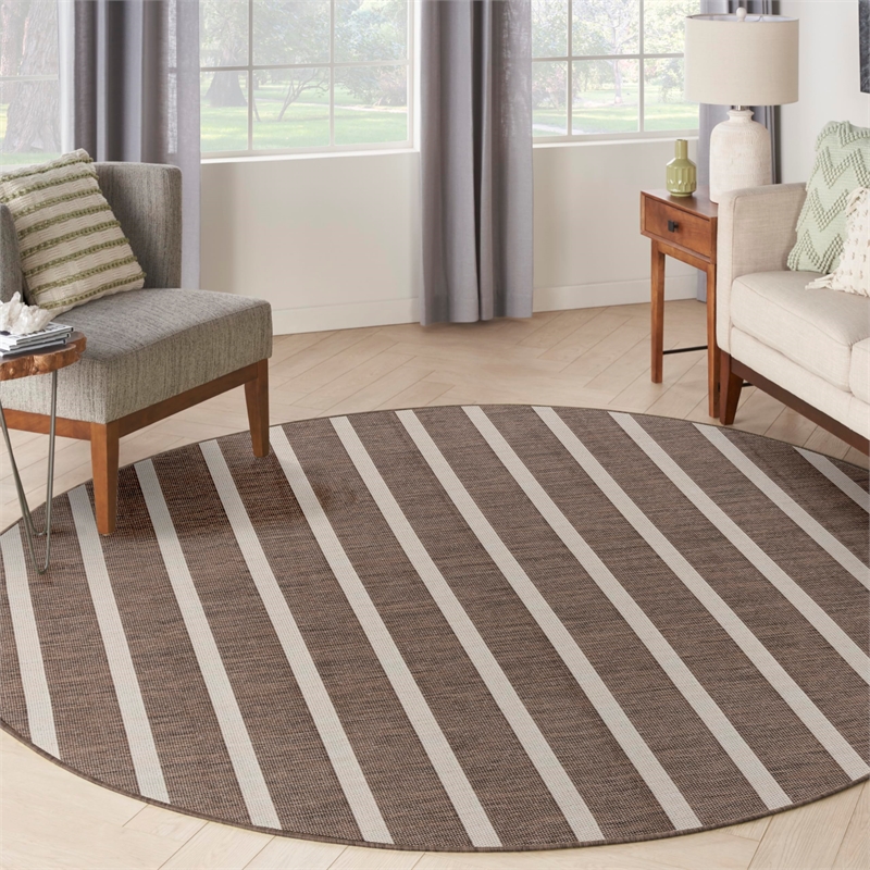 Nourison Home Positano 6' x Round Fabric Natural Ivory Area Rug