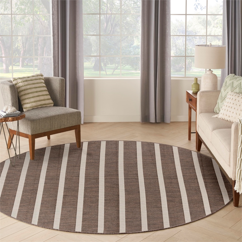 Nourison Home Positano 6' x Round Fabric Natural Ivory Area Rug