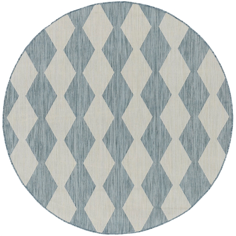 Nourison Home Positano 8' x Round Fabric Aqua Area Rug