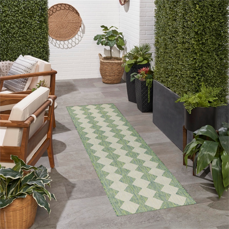 Nourison Home Positano 8' Runner Fabric Blue Green Area Rug