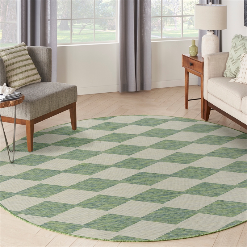 Nourison Home Positano 8' x Round Fabric Blue Green Area Rug