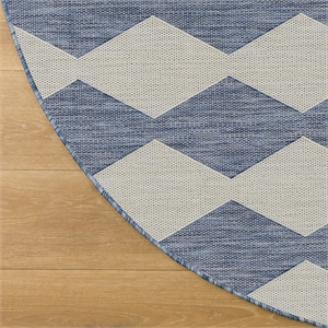 Nourison Home Positano 6' x Round Fabric Navy Blue Area Rug