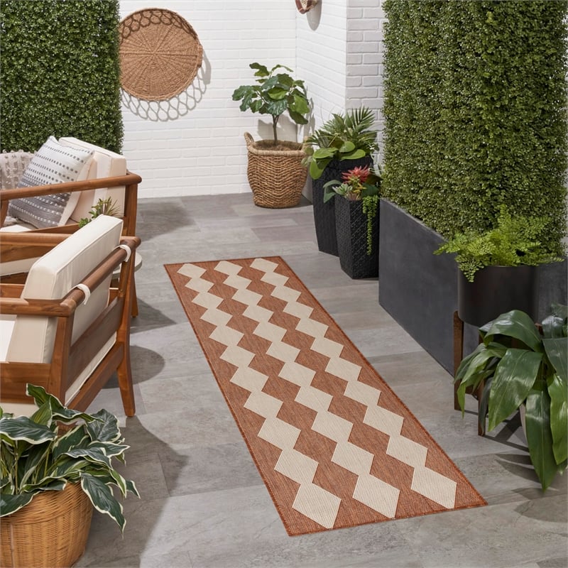 Nourison Home Positano 6' Runner Fabric Terracotta Area Rug
