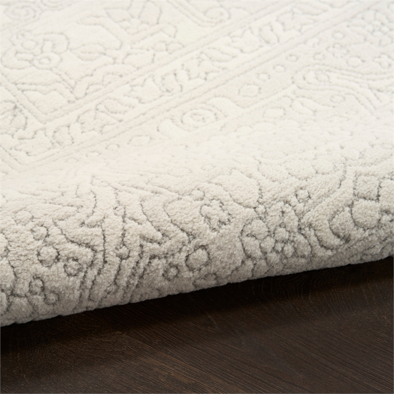 nourison home grace 8' x 10' polyester ivory light grey area rug
