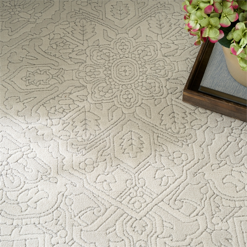 nourison home grace 8' x 10' polyester ivory light grey area rug