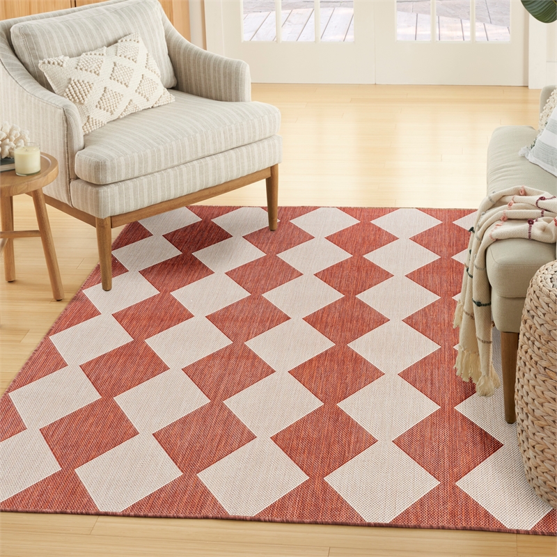 Nourison Home Positano 4' x 6' Fabric Terracotta Area Rug