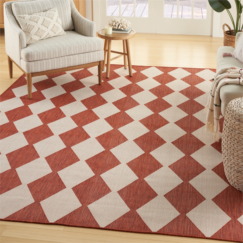 Nourison Home Positano 9' x 12' Fabric Terracotta Area Rug