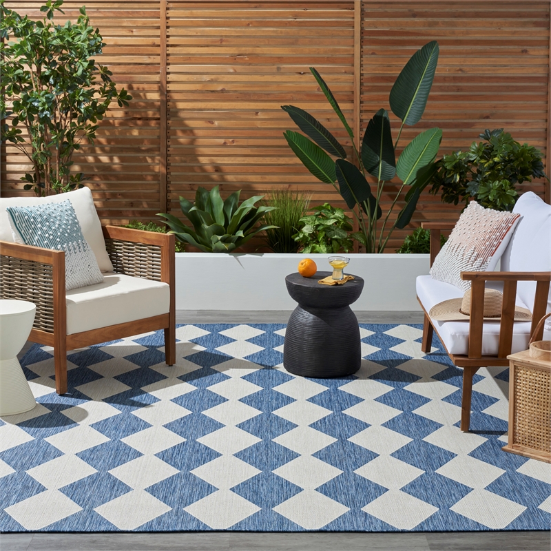Nourison Home Positano 9' x 12' Fabric Navy Blue Area Rug