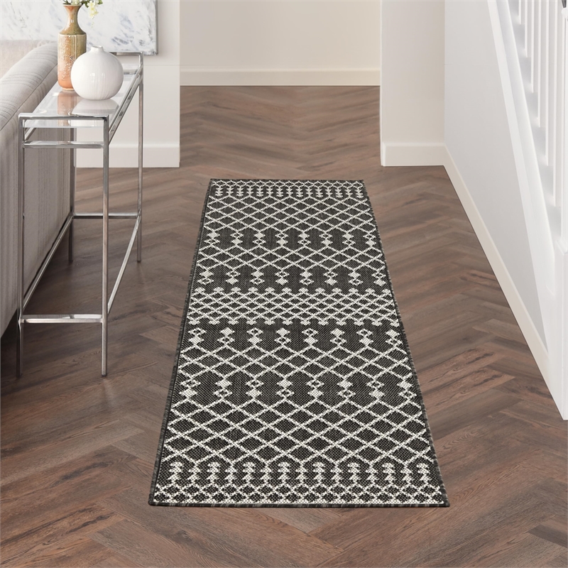 Nourison Home Positano 6' Runner Fabric Black Area Rug
