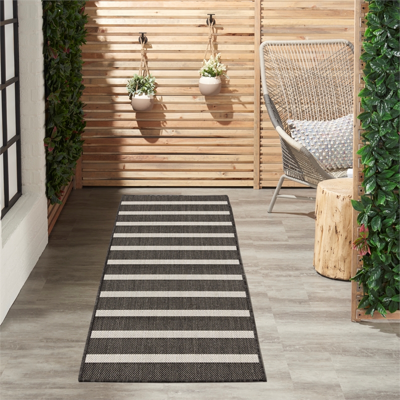 Nourison Home Positano 6' Runner Fabric Black Ivory Area Rug