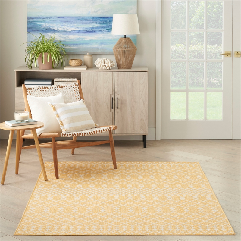 Nourison Positano 4' x 6' Fabric Yellow Area Rug