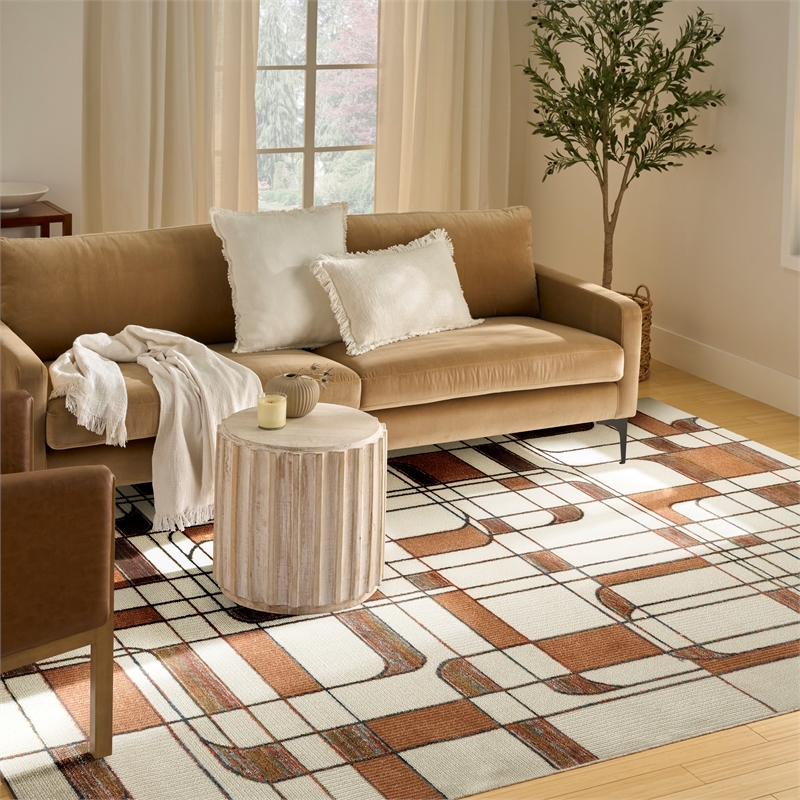 Nourison Home Nordic 8' x 10' PolyesterIvory Rust Area Rug